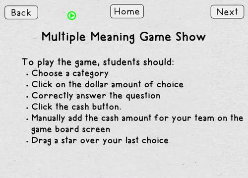 Multiple Meaning Trivia Game Show for Boom Cards